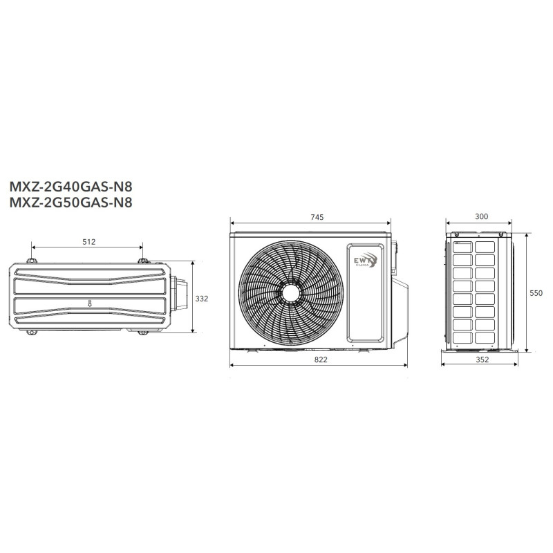 Зовнішній блок мульти-спліт системи EWT Clima MXZ-2G50GAS-N8