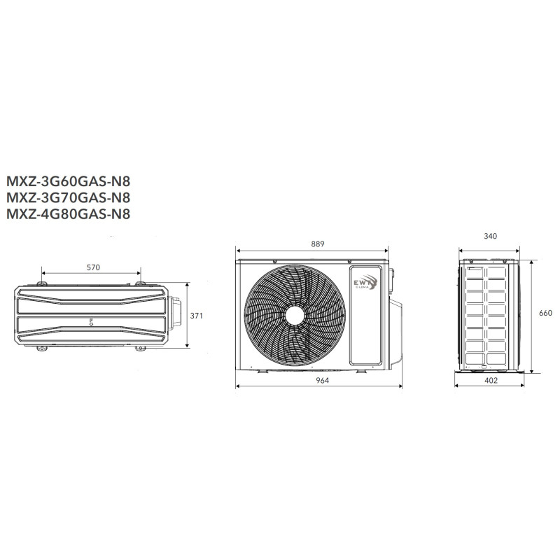 Зовнішній блок мульти-спліт системи EWT Clima MXZ-3G70GAS-N8