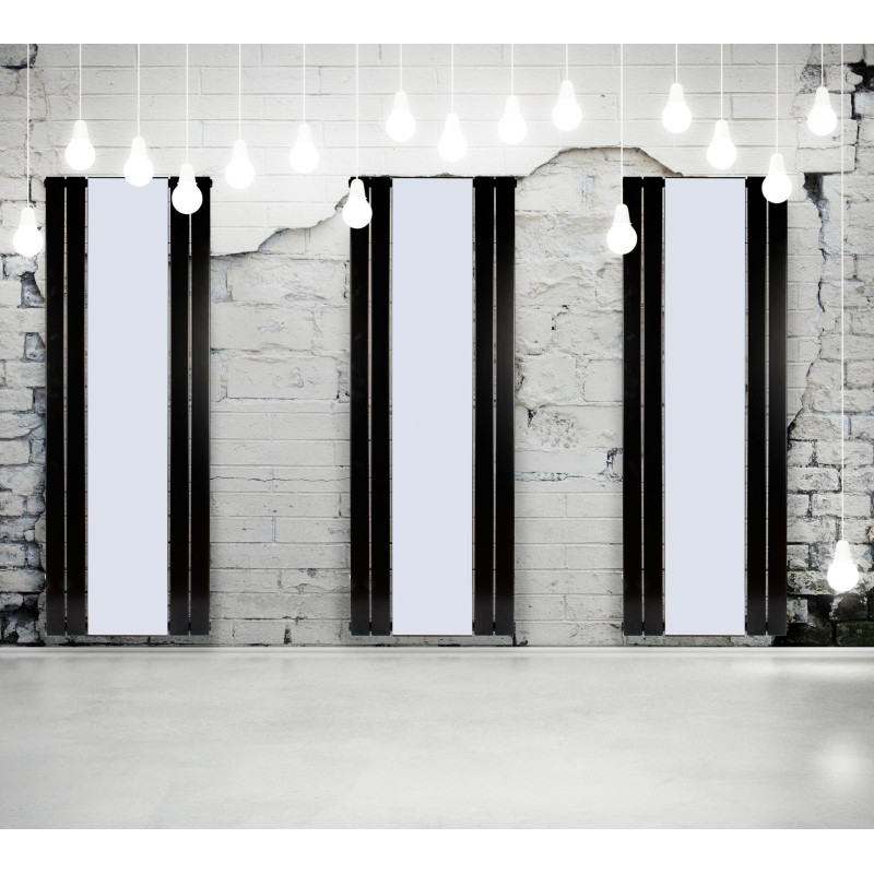 Дизайнерский вертикальный радиатор отопления с зеркалом Betatherm Mirror 750x1800x49 RAL 9005M Black
