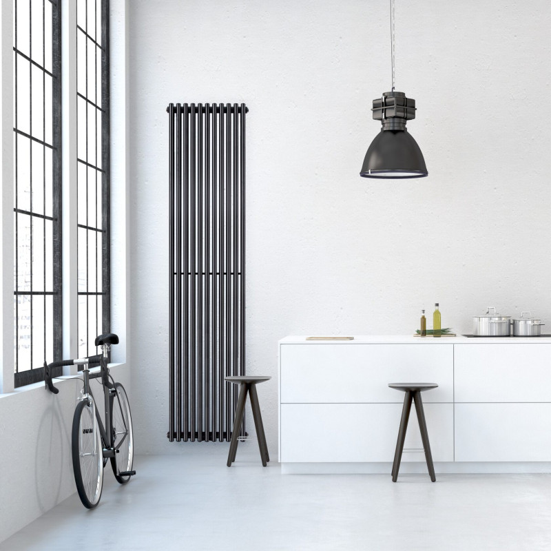Дизайнерский вертикальный радиатор Betatherm Praktikum 425x1800x79 RAL 9005M Black