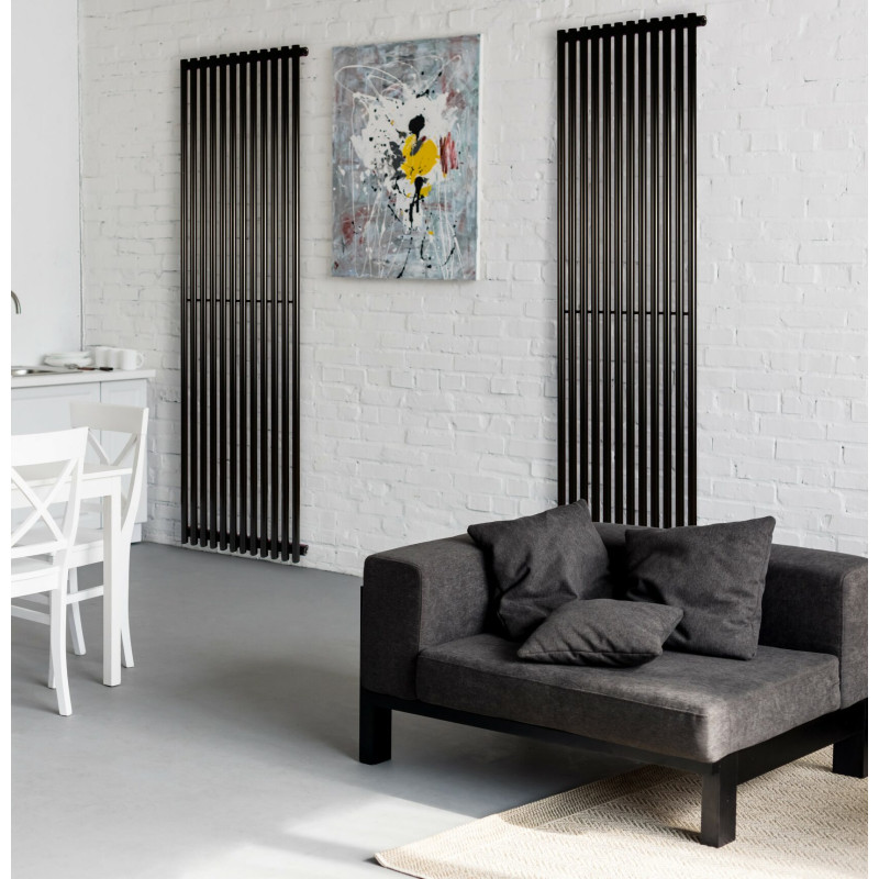 Дизайнерский вертикальный радиатор Betatherm Praktikum 463x1800x57 RAL 9016M Black