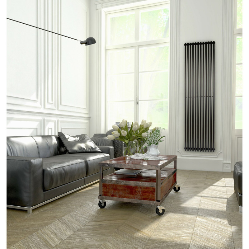 Дизайнерский вертикальный радиатор Betatherm Praktikum 463x1800x57 RAL 9016M Black