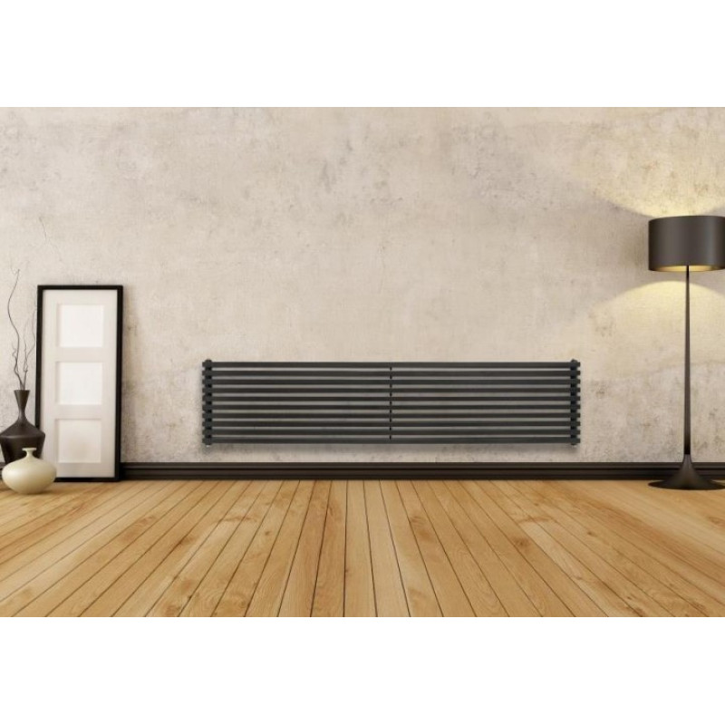 Дизайнерський горизонтальний радіатор Betatherm Quantum 1600x285x79 RAL 9005M Black