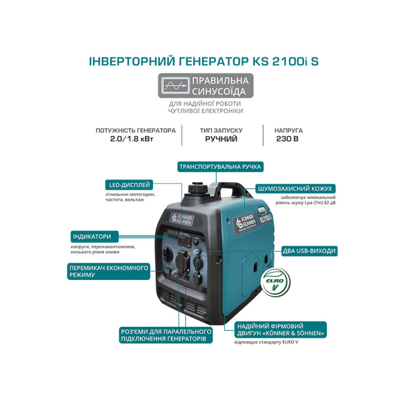 Генератор бензиновый инверторный Konner&Sohnen KS 2100i S